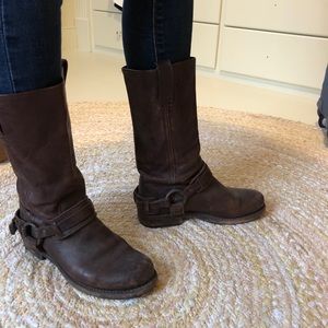 Frye Buckle Harness Engineer Boots